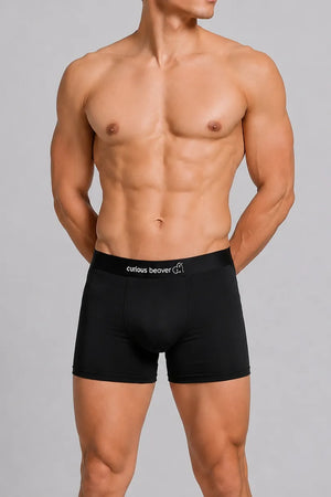 Curious Beaver Men's Soft Modal Boxer Briefs - Midnight Black