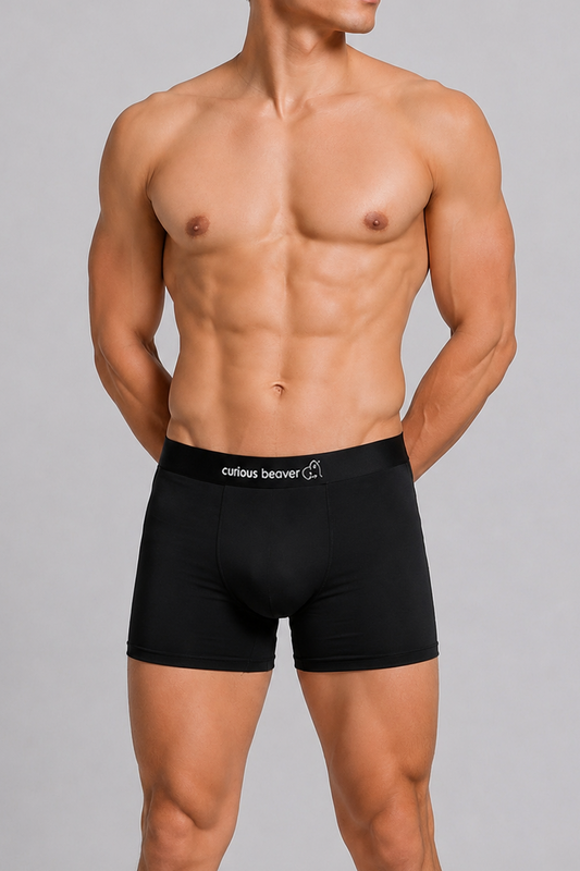 Curious Beaver Men's Soft Modal Boxer Briefs - Midnight Black