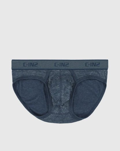 Low rise brief in dark blue heather fabric with a comfortable waistband featuring the C-IN2 logo