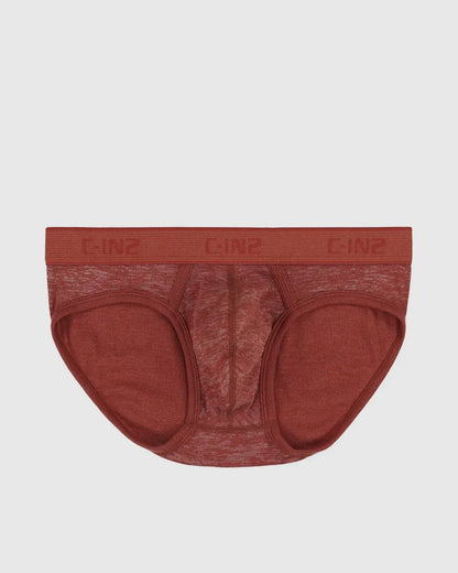 Low rise brief in a rich rust color made from soft fabric with a comfortable waistband featuring the C-IN2 logo