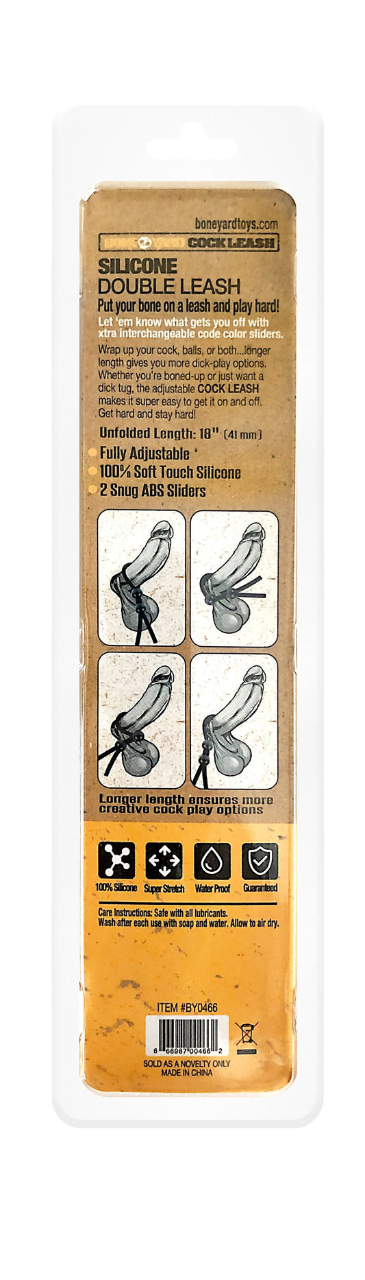 Silicone double leash cock leash double with soft touch abs sliders and adjustable length for versatile use