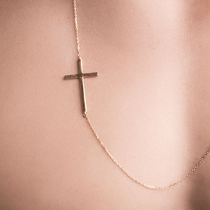 CA-RIO-CA Sideways Silver Male Cross Necklace - Silver Men's Necklace