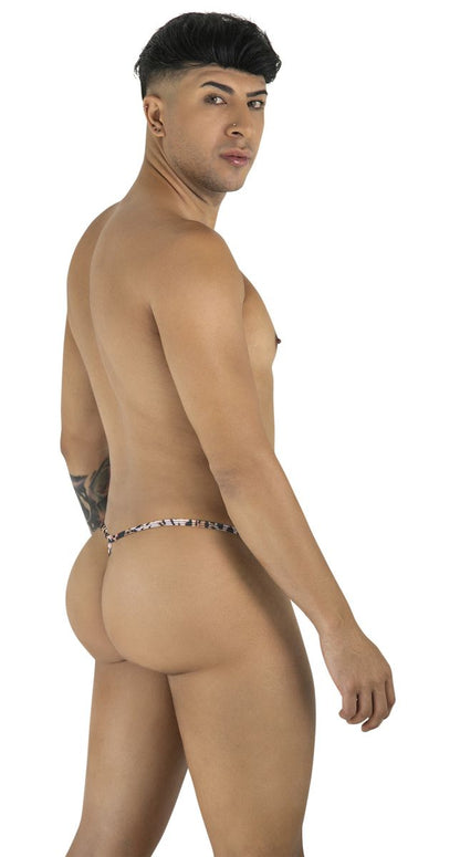 CandyMan 9586 g-string patterned thong with delicate black and white animal print intricate design