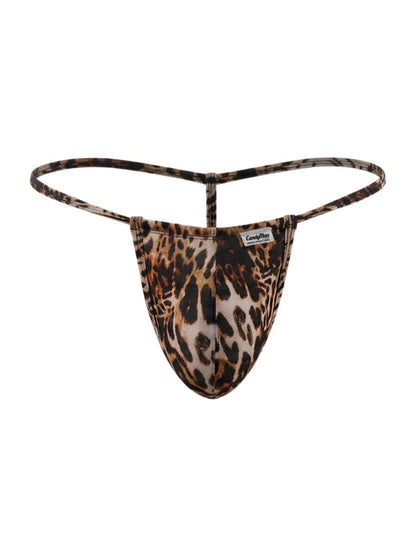 Leopard-print thong candyMan 9586 g-string in stretchy animal print fabric with classic g-string back design