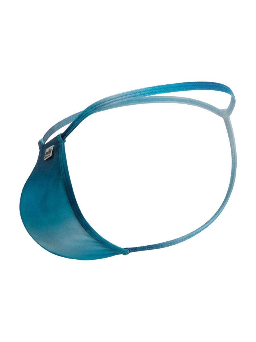 CandyMan 9586 g-string swim trunks in teal with a sleek minimalist design and smooth glossy finish