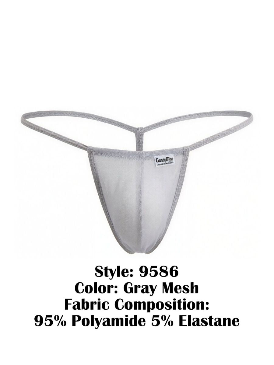CandyMan 9586 G-String Color Gray Mesh - SeductiveUtopia.net
