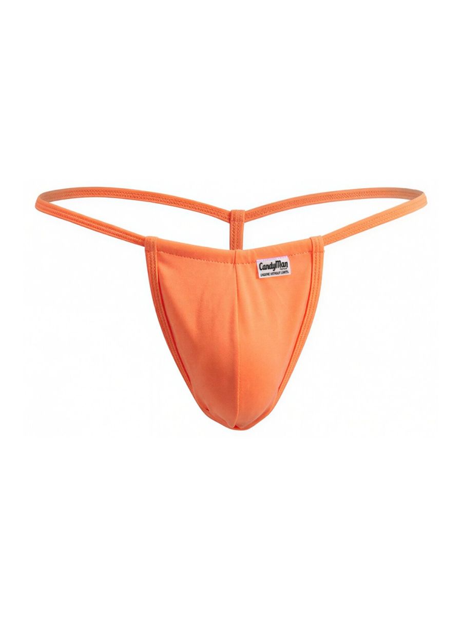Orange candyman 9586 g-string thong made of smooth stretchy fabric with thin supportive straps in hot orange color
