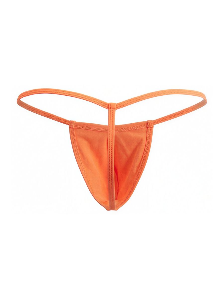 Bright orange candyMan 9586 g-string thong made of smooth stretchy fabric with thin straps and a central seam