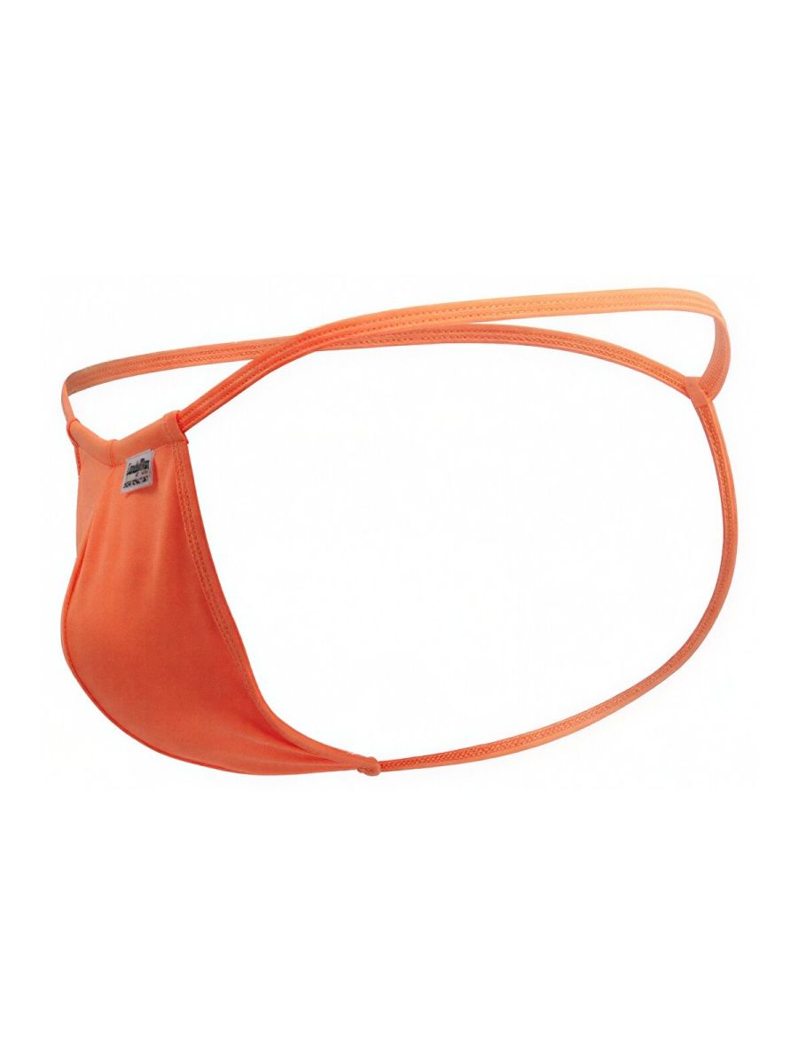 Bright orange minimalist thong g-string made of stretchy fabric with sleek modern design candyMan 9586 hot orange