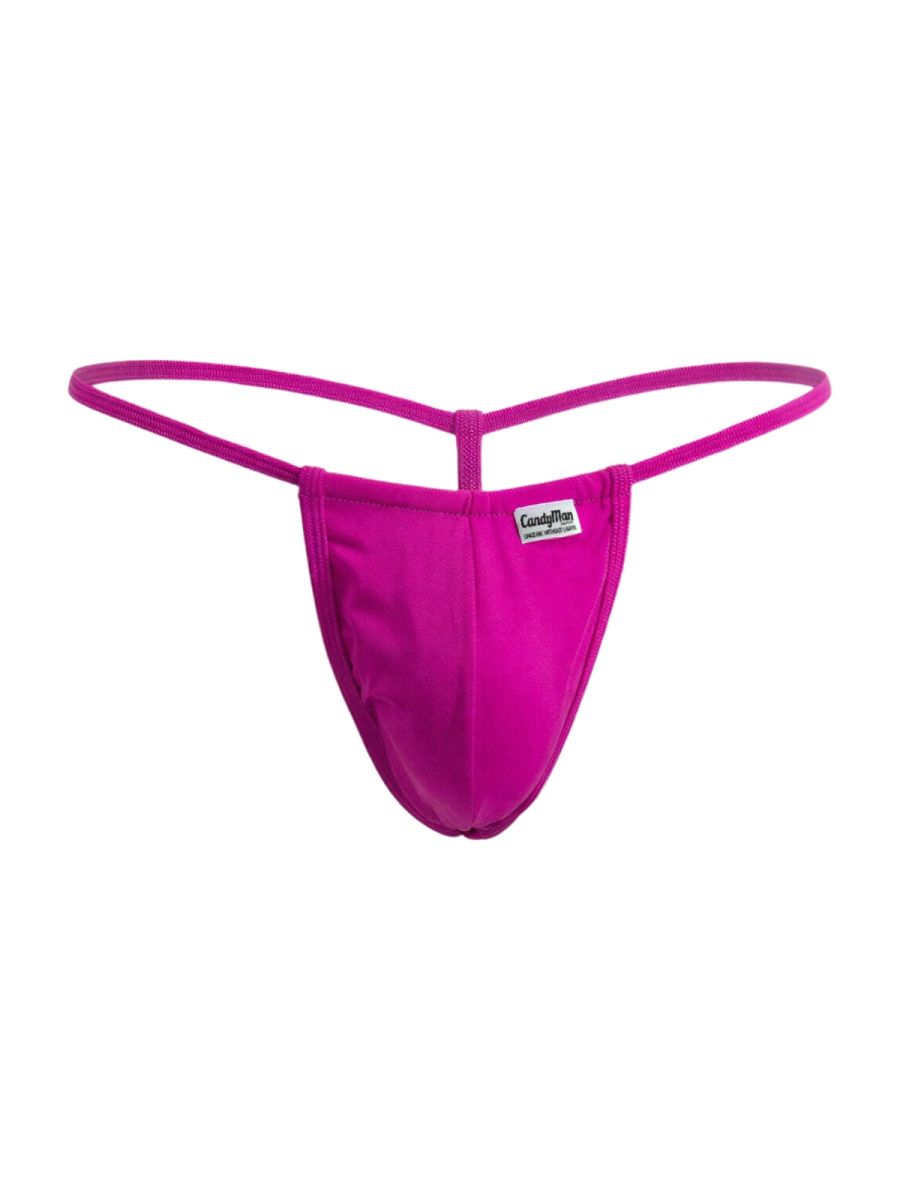 Vibrant fuchsia candyman 9586 g-string thong with smooth stretchy fabric and thin elastic straps front view