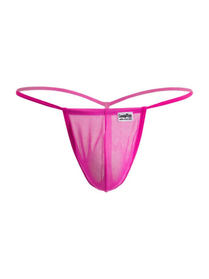 Vibrant pink mesh thong with sleek minimalist design and thin elastic straps from Candyman 9586 G-string magenta