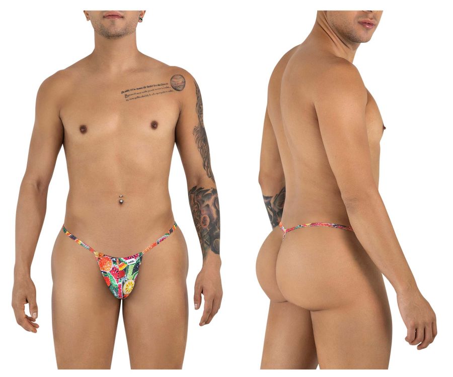 Vibrant candyMan 9586 g-string thong with colorful tropical fruit print in stretchy fabric for bold style