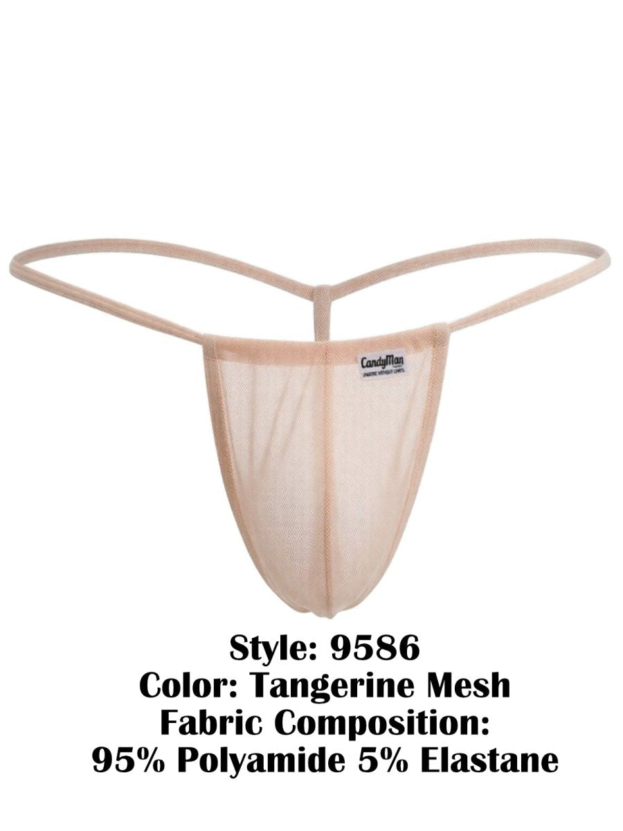 Tangerine mesh thong by candyman made from 95% polyamide and 5% elastane in g-string style