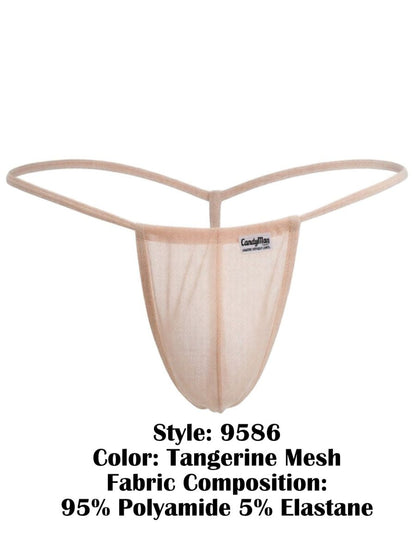 Tangerine mesh thong by candyman made from 95% polyamide and 5% elastane in g-string style