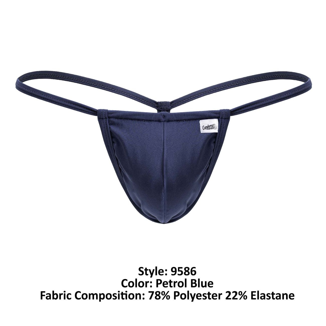CandyMan 9586 petrol blue g-string thong made of 78 polyester 22 elastane with sleek design and thin elastic straps