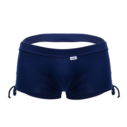 Navy blue cotton candy man 99602x lounge pajama shorts with side ties and small brand tag on waistband