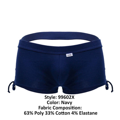 Navy blue candyman 99602x lounge pajama shorts with side drawstrings and branded tag for comfortable wear