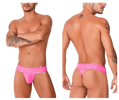 Bright pink glossy latex thong with a wide waistband from Candyman 99742 gloss thongs collection
