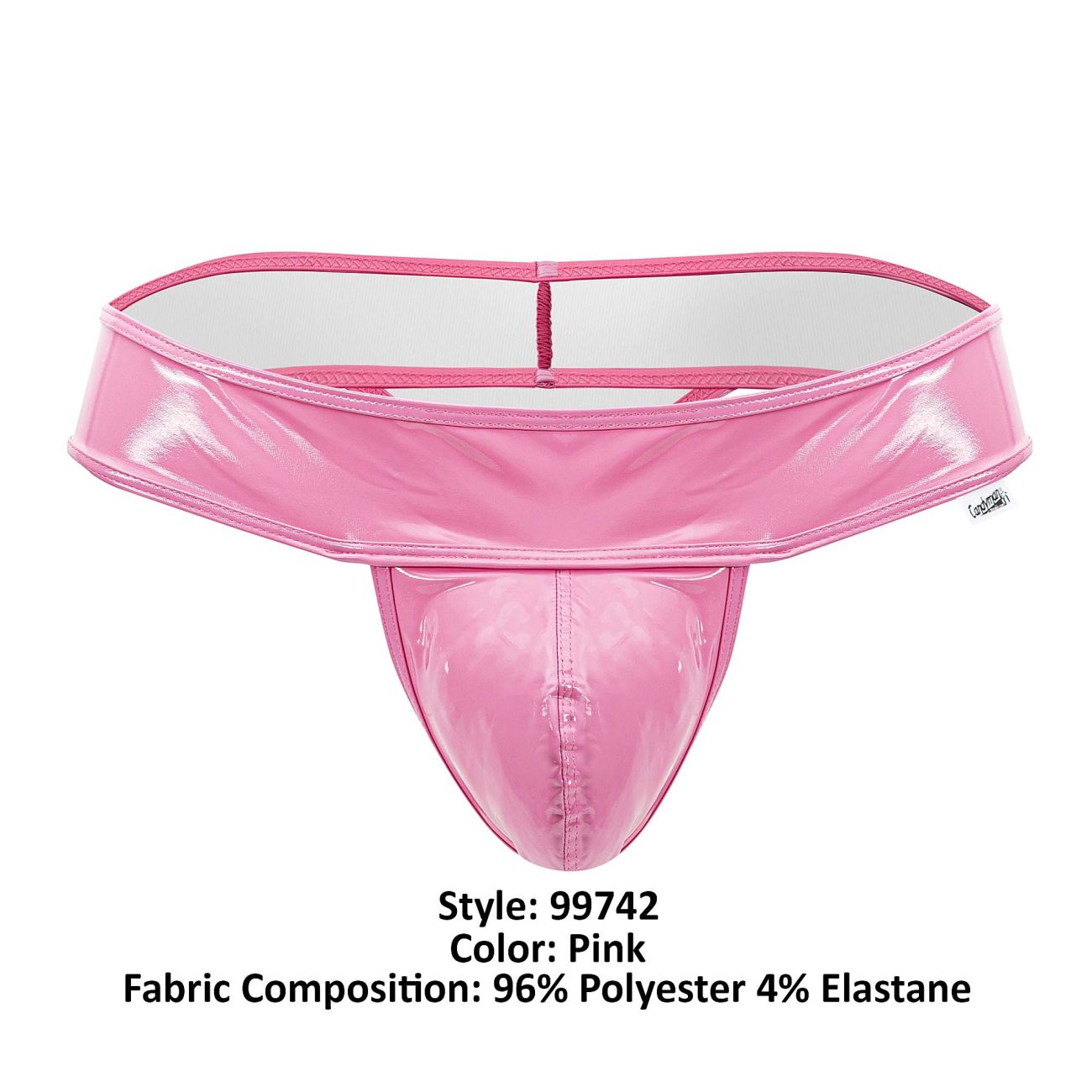 Pink glossy polyester and elastane thong with wide waistband candyMan 99742 gloss thongs color pink