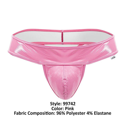 Pink glossy polyester and elastane thong with wide waistband candyMan 99742 gloss thongs color pink