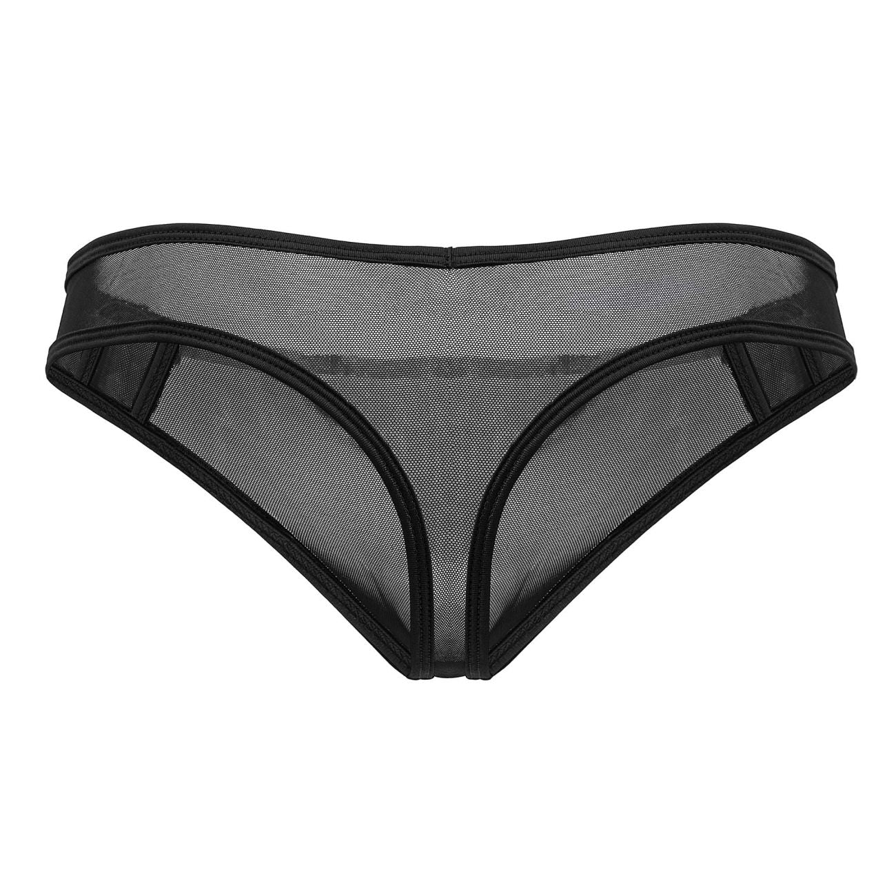 Black candyMan 99767 sports mesh thong with sleek form-fitting design and reinforced elastic waistband