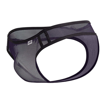 Navy candyman 99767 sports mesh thongs with sleek black mesh briefs and reinforced elastic waistband front view