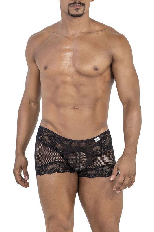 Black lace-trimmed mesh briefs candyMan 99779 in black with sheer breathable fabric for comfortable wear