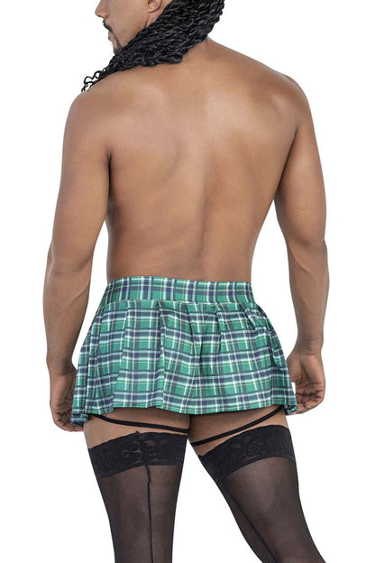 CandyMan 99799 green and white plaid pleated mini skirt made of soft fabric for garter outfit use