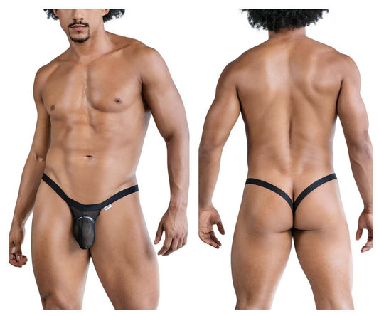 Black candyman 99841 mesh thong for men with sleek form-fitting design and central pouch for comfort and support