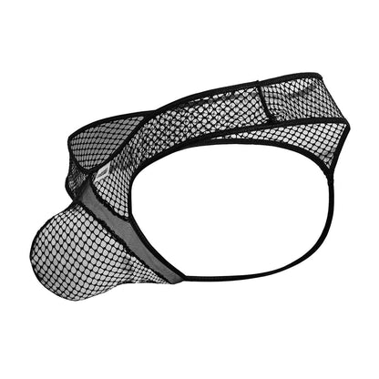 Candyman 99843 fishnet thongs in black featuring contoured design reinforced elastic bands and breathable mesh material
