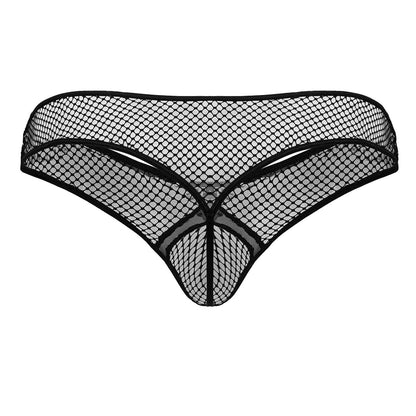 Black candy man 99843 fishnet thong with diamond pattern mesh and reinforced edges shown from the back side