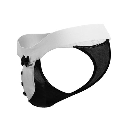 Black and white mesh briefs with bow detail from candyman 99846 tuxedo thongs in black
