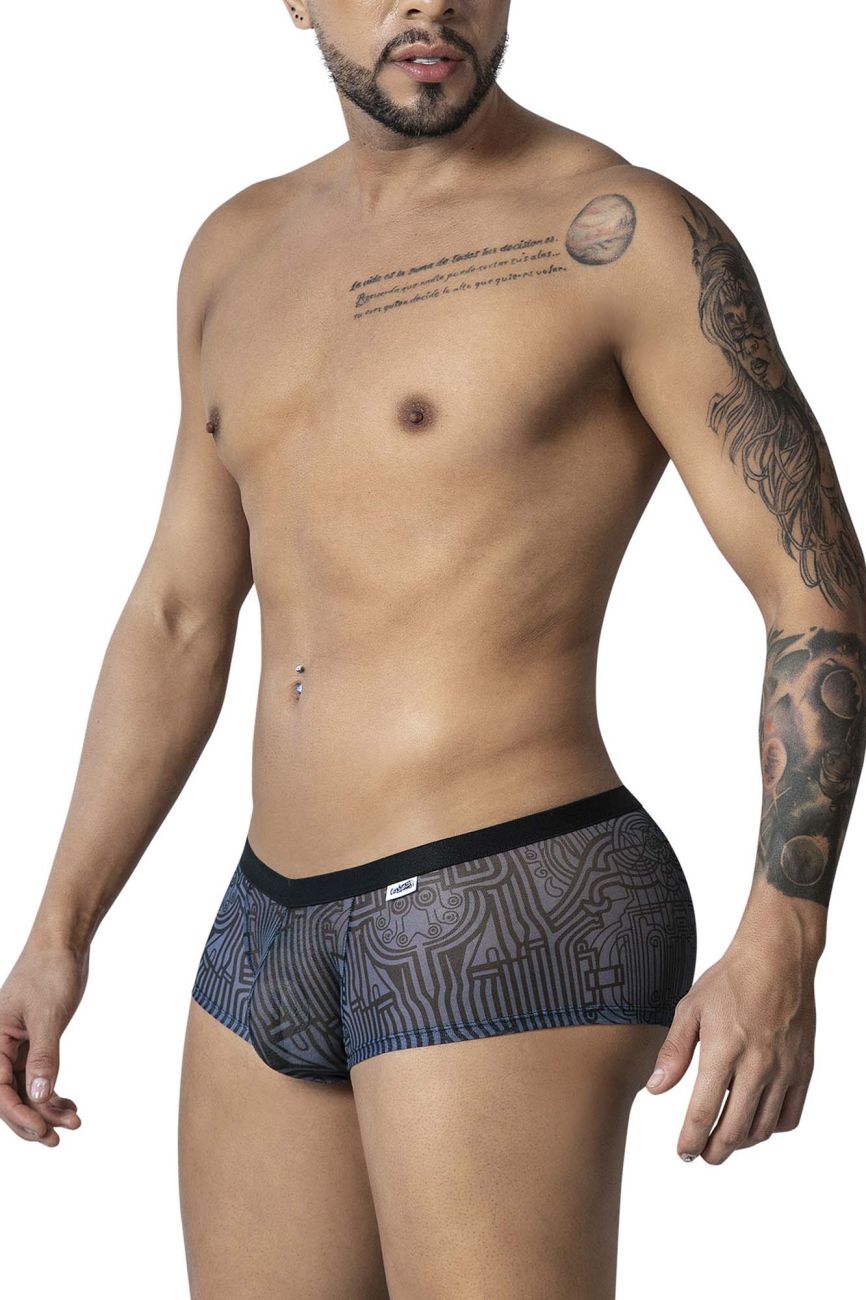 Dark blue patterned candyMan 99873 Egyptian trunks men’s briefs with black elastic waistband in gray-black color