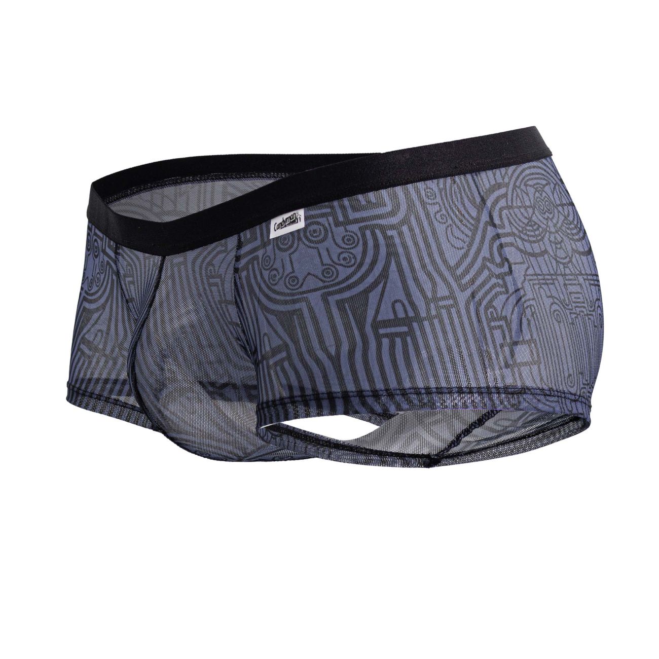 Gray and black candyMan 99873 Egyptian trunks mesh briefs with intricate abstract pattern for comfortable wear