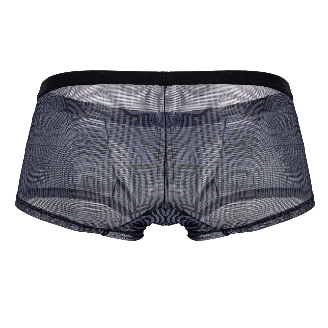 Black mesh briefs with subtle gray geometric pattern candyMan 99873 Egyptian trunks color gray-black front view