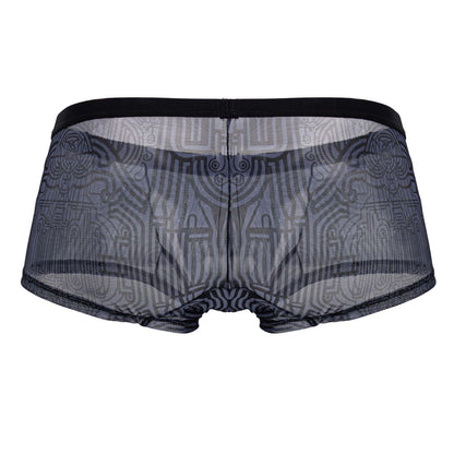Black mesh briefs with subtle gray geometric pattern candyMan 99873 Egyptian trunks color gray-black front view