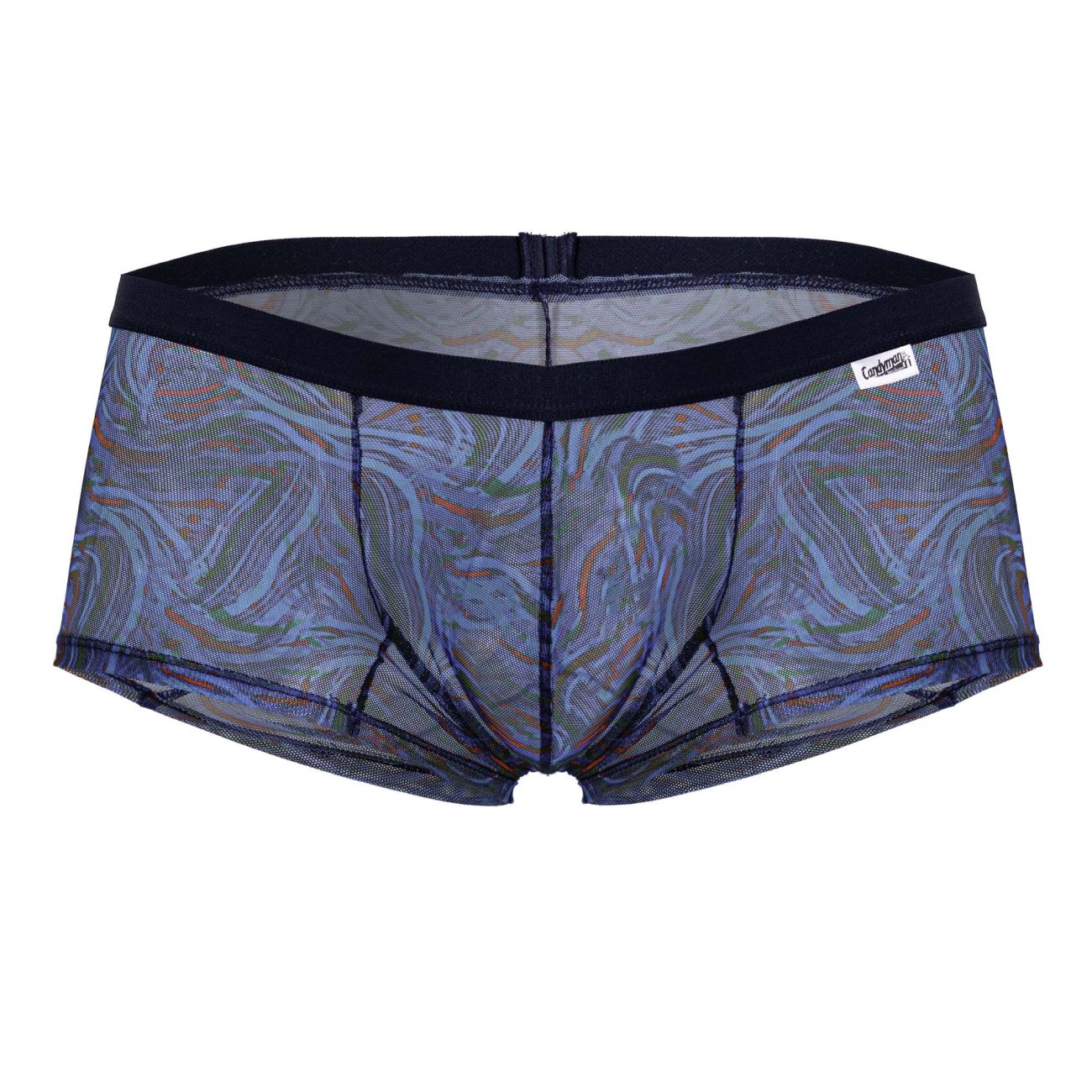 Candyman 99873 seawater multicolor print briefs with blue green marbled mesh and black elastic waistband