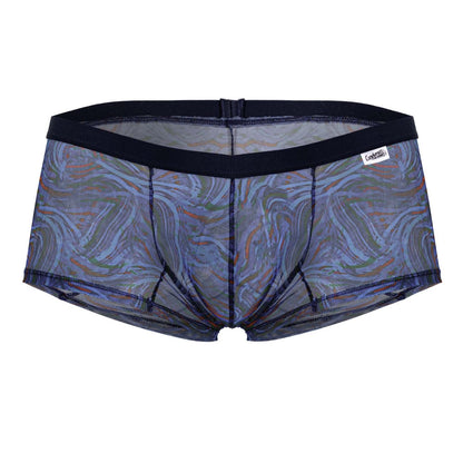 Candyman 99873 seawater multicolor print briefs with blue green marbled mesh and black elastic waistband
