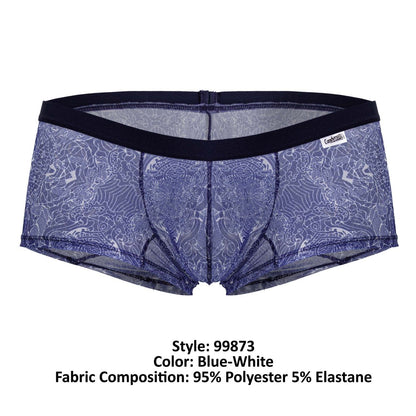 CandyMan 99873 blue-white patterned mesh briefs with black elastic waistband for comfortable everyday wear