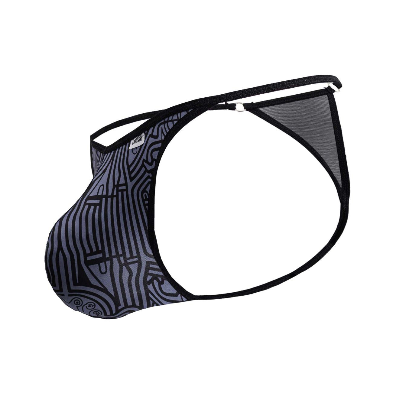 CandyMan 99875 Egyptian thong in gray and black patterned mesh with a sleek modern design for stylish wear