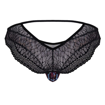 Black lace thong with a colorful animal print pouch front candyMan 99876 leopard briefs color animal print
