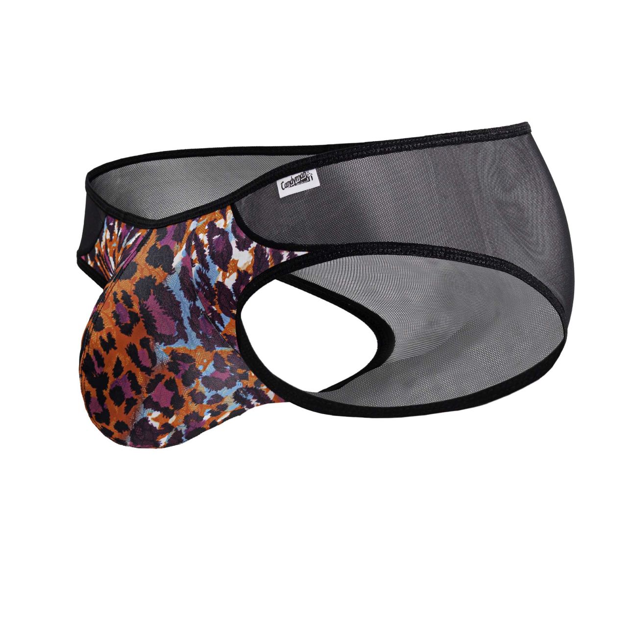 CandyMan 99879 leopard briefs with animal print mesh fabric black trim and branded tag for stylish comfort