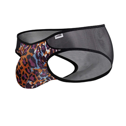 CandyMan 99879 leopard briefs with animal print mesh fabric black trim and branded tag for stylish comfort