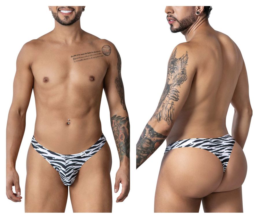 Black and white zebra print men’s briefs candy man 99882 featuring soft fabric and bold striped design