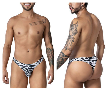 Black and white zebra print men’s briefs candy man 99882 featuring soft fabric and bold striped design