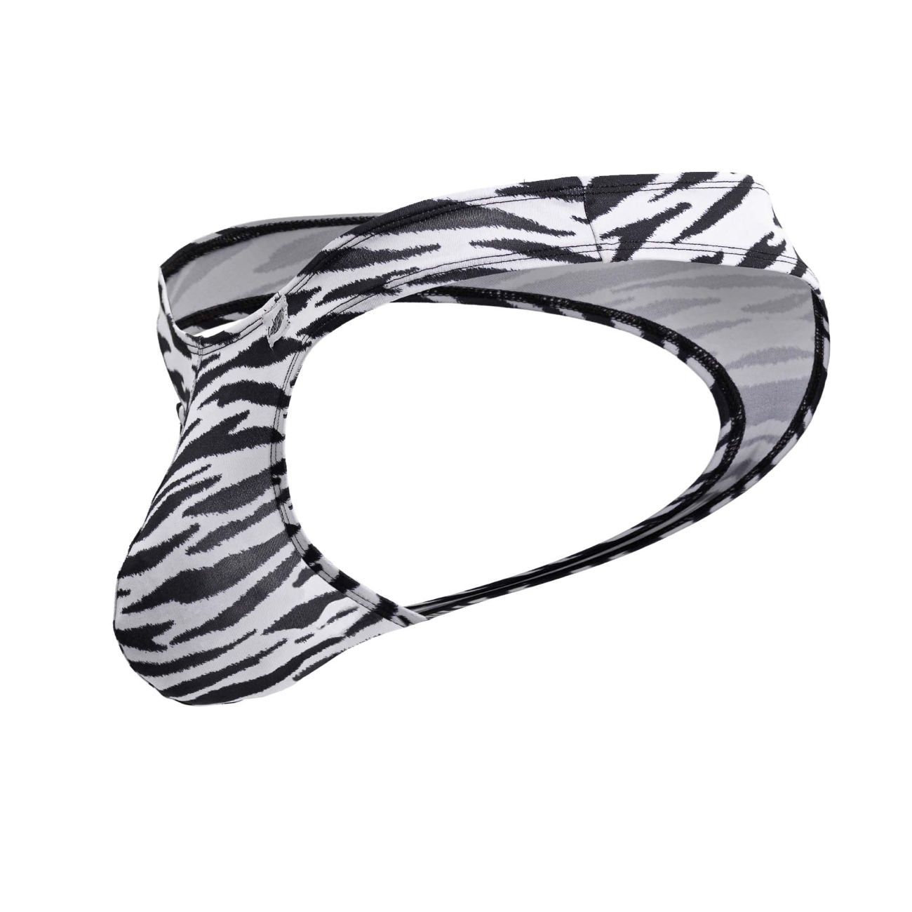 Men’s candyMan 99882 zebra print thongs in black and white zebra-striped sleek form-fitting design