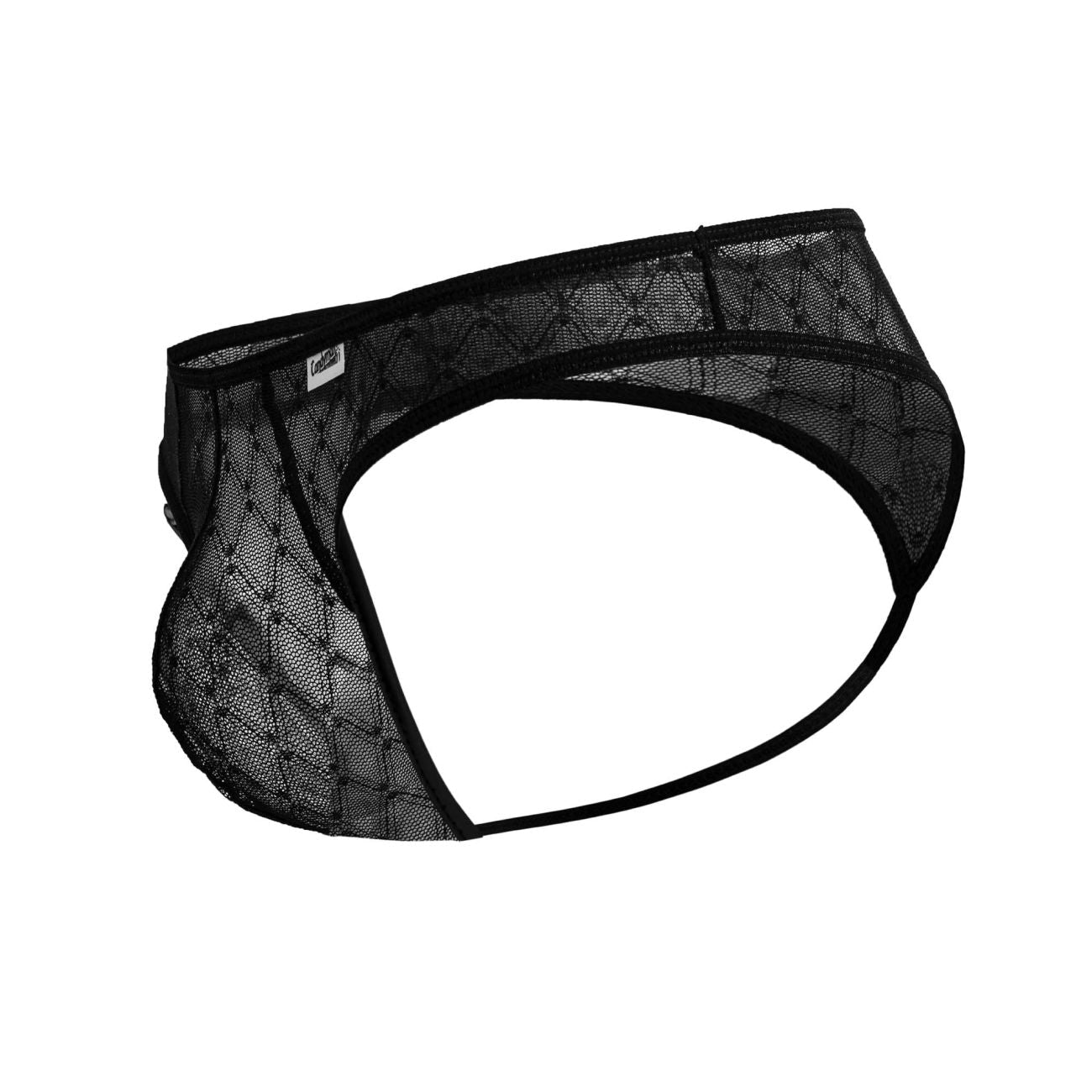 Black candyMan 99894 geometric mesh briefs with diamond-patterned lace and reinforced elastic waistband