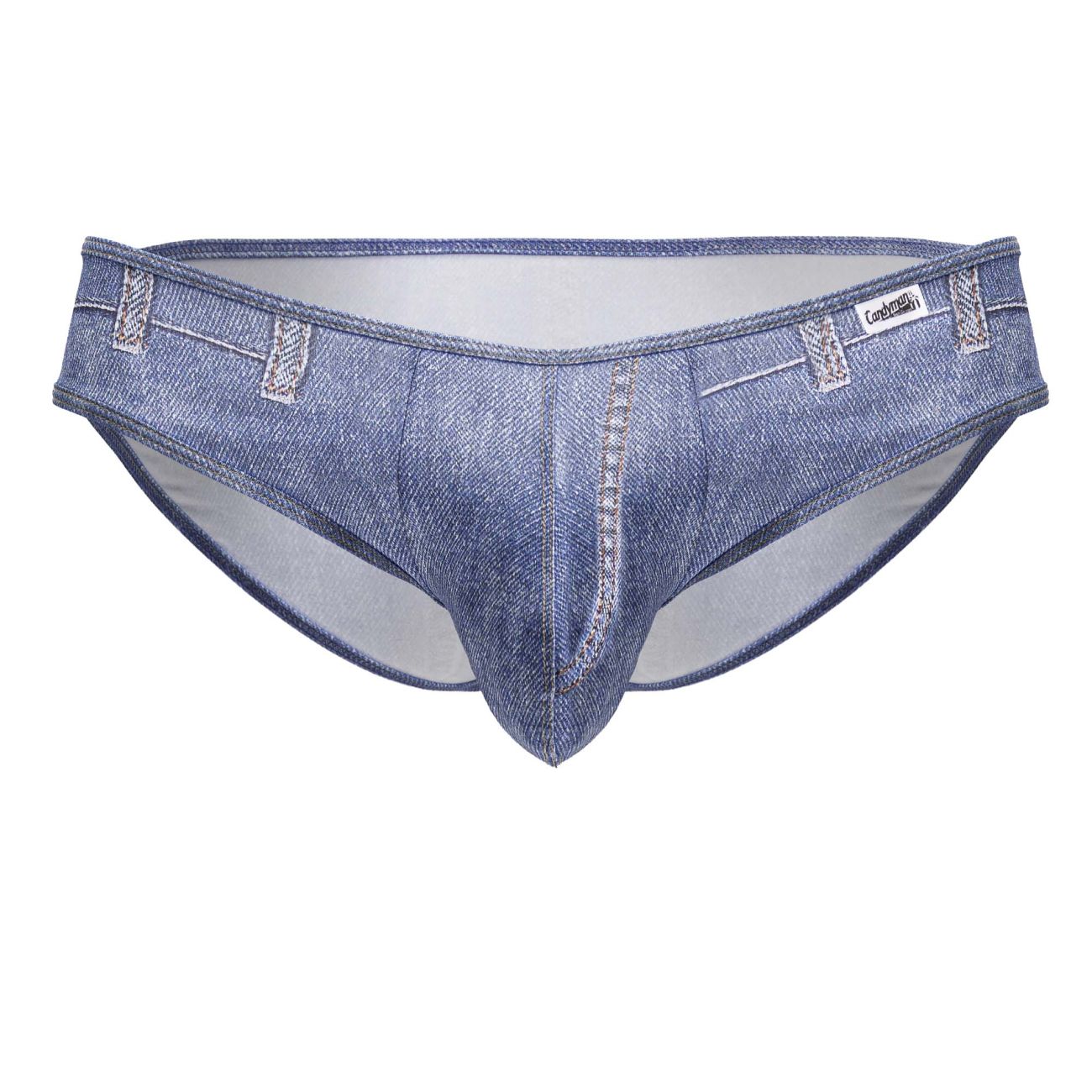Blue denim candyMan 99897 cowboy briefs with stitched belt loops and white interior lining for men