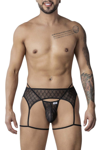 Candyman 99898 black sheer mesh briefs with diamond pattern and adjustable straps for a comfortable fit