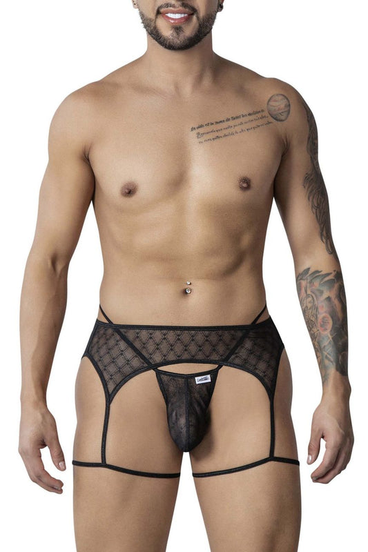 Candyman 99898 black sheer mesh briefs with diamond pattern and adjustable straps for a comfortable fit